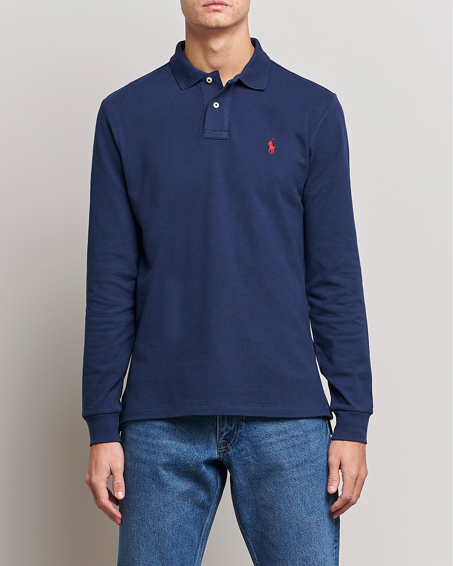 Men | Long Sleeve Polo Shirts | Polo Ralph Lauren | Custom Slim Fit Long Sleeve Polo Newport Navy