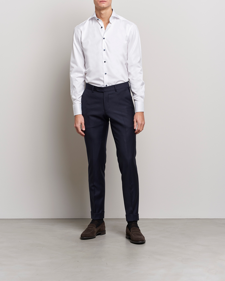 Men | Clothing | Stenströms | Fitted Body Contrast Shirt White