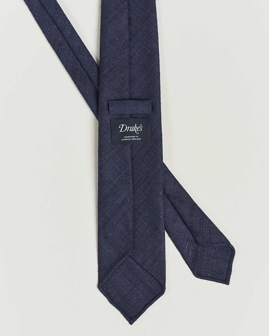 Men | Drake's | Drake's | Tussah Silk Handrolled 8 cm Tie Navy