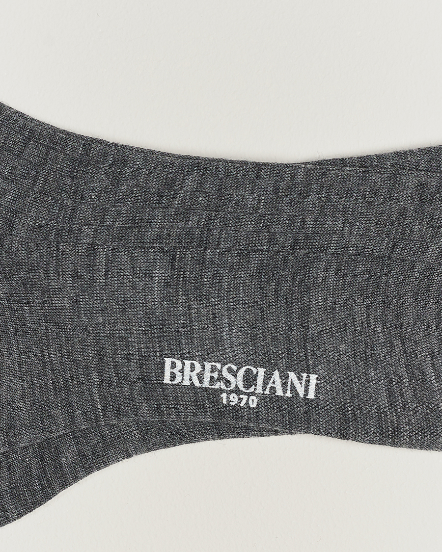 Men | Everyday Socks | Bresciani | Wool/Nylon Ribbed Short Socks Medium Grey