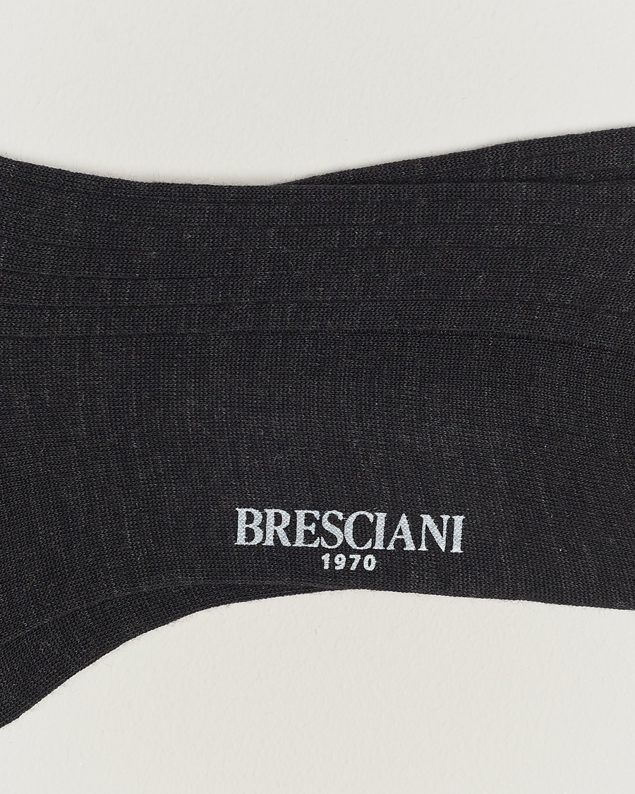 Men | Everyday Socks | Bresciani | Wool/Nylon Ribbed Short Socks Anthracite