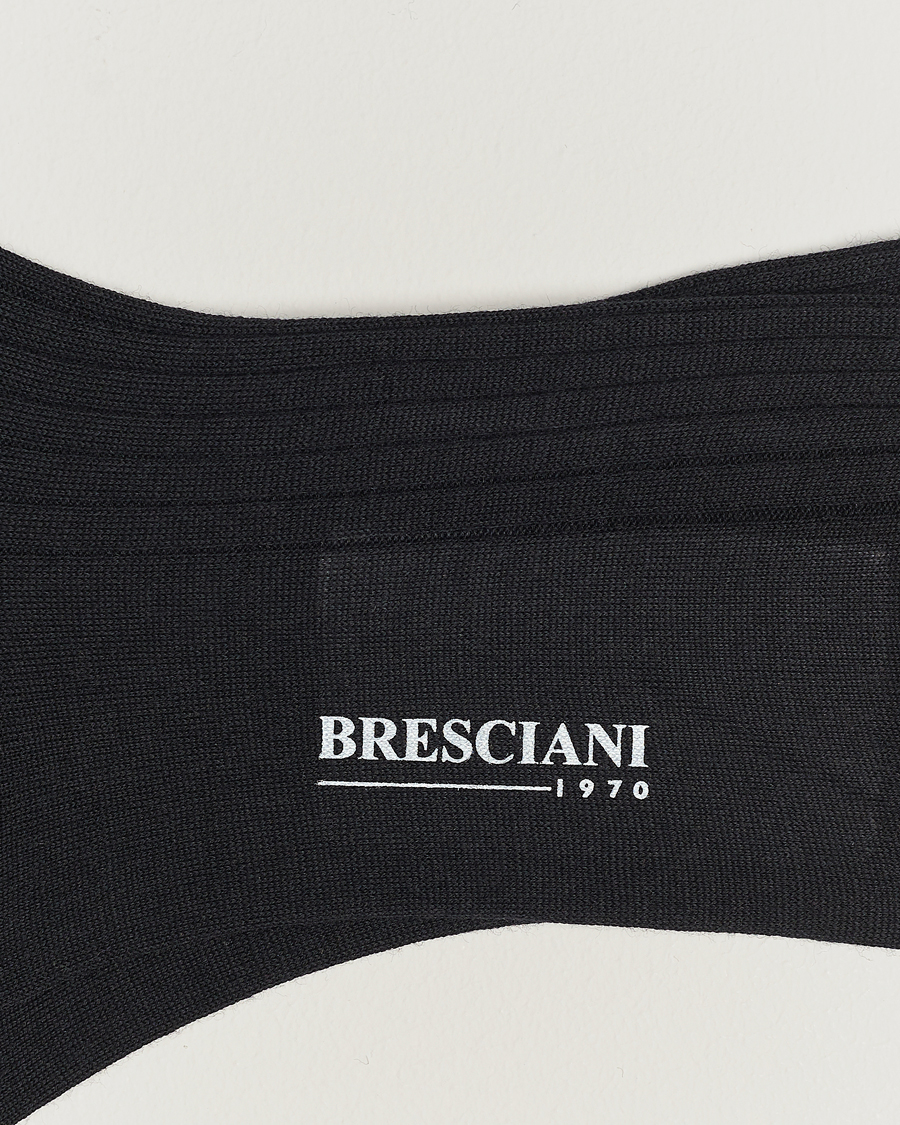 Men | Everyday Socks | Bresciani | Wool/Nylon Ribbed Short Socks Black