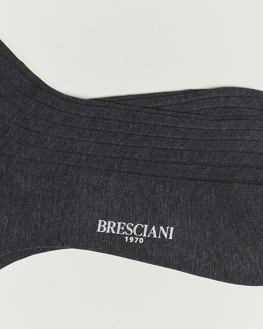 Men | Everyday Socks | Bresciani | Cotton Ribbed Short Socks Grey Melange