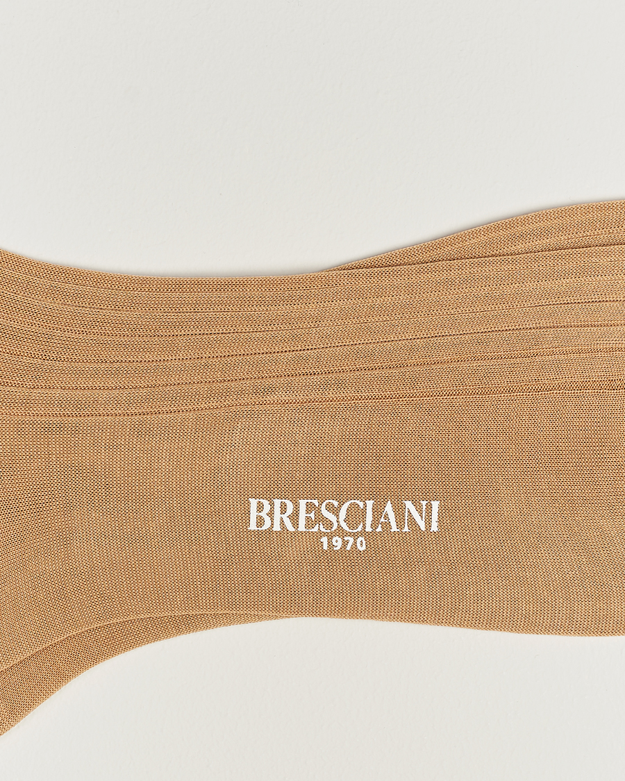 Men | Everyday Socks | Bresciani | Cotton Ribbed Short Socks Light Khaki
