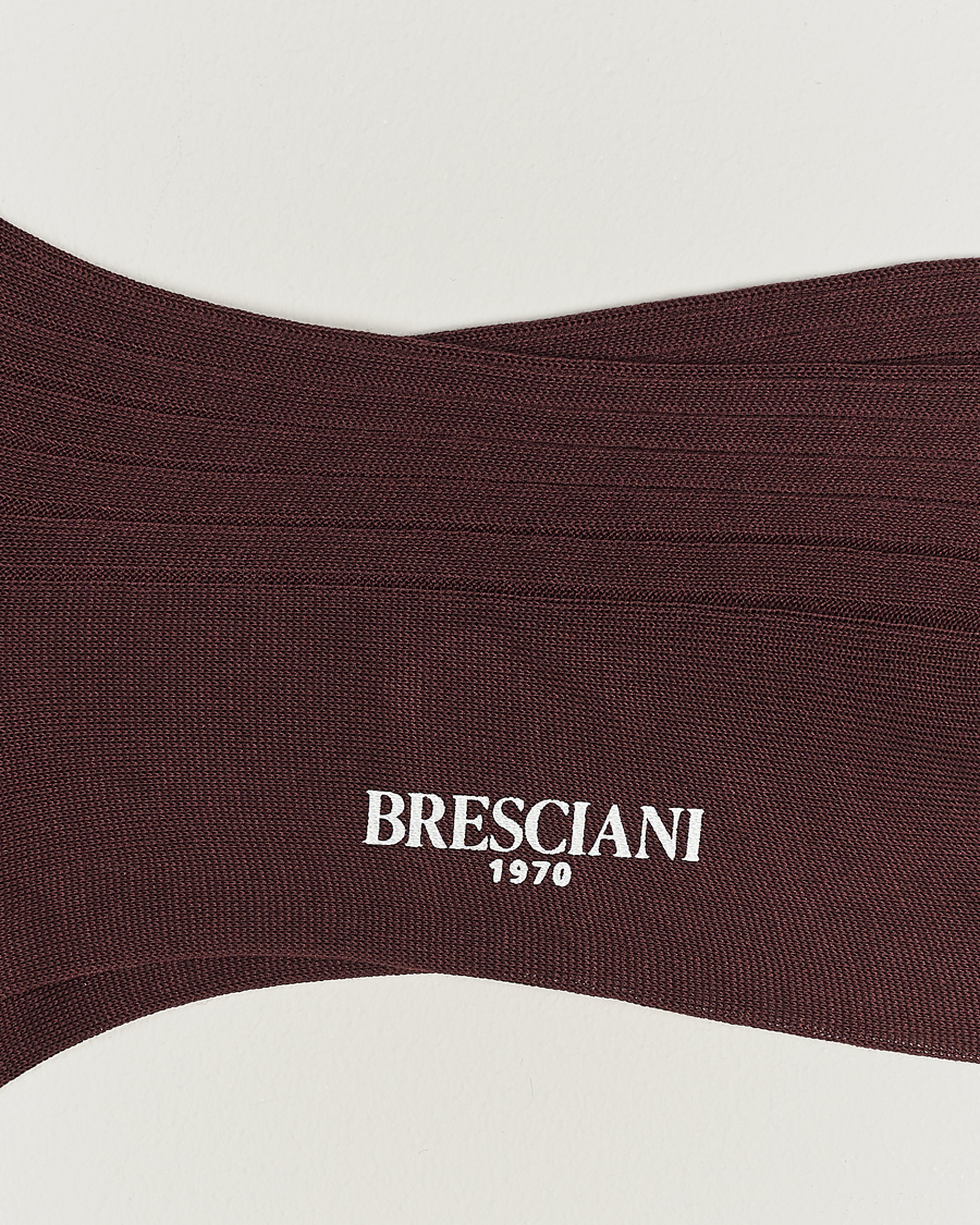 Men | Bresciani | Bresciani | Cotton Ribbed Short Socks Burgundy