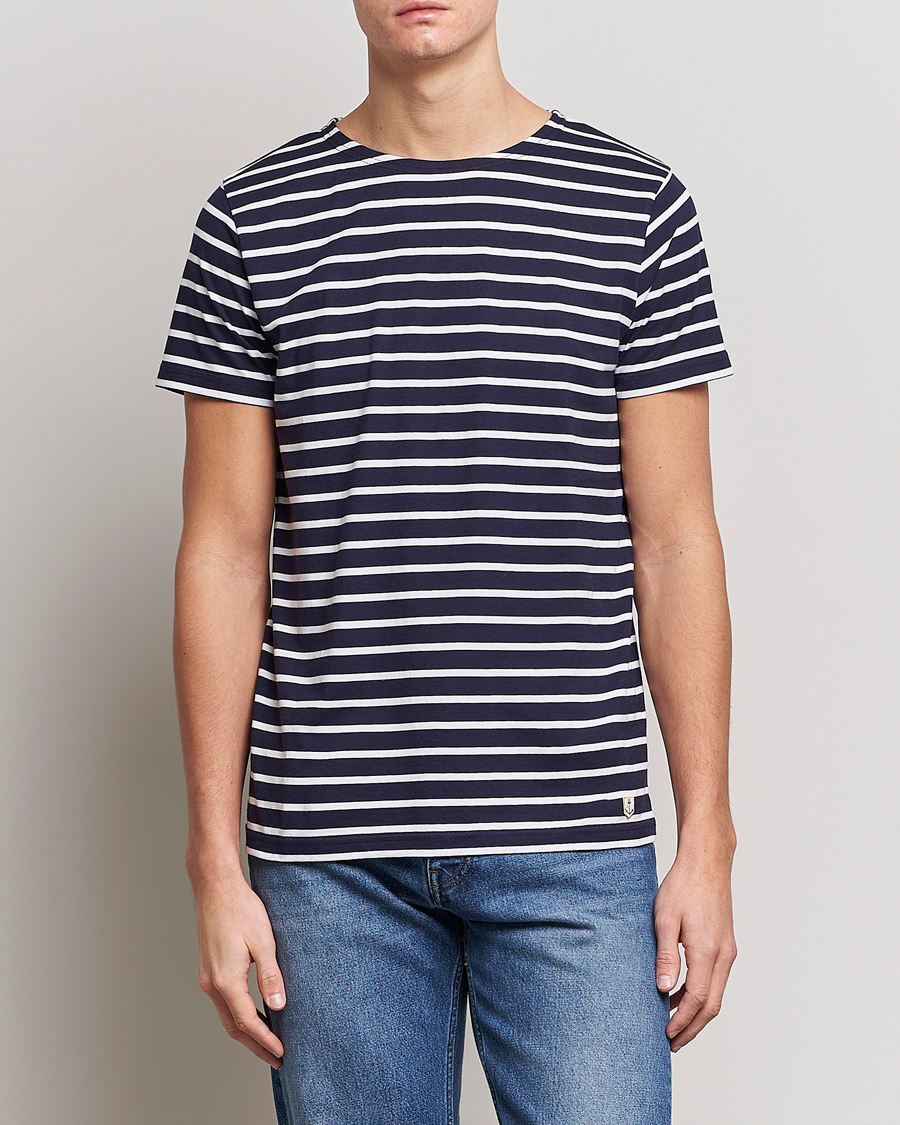 Men | Clothing | Armor-lux | Hoëdic Boatneck Héritage Stripe T-shirt Navy/White