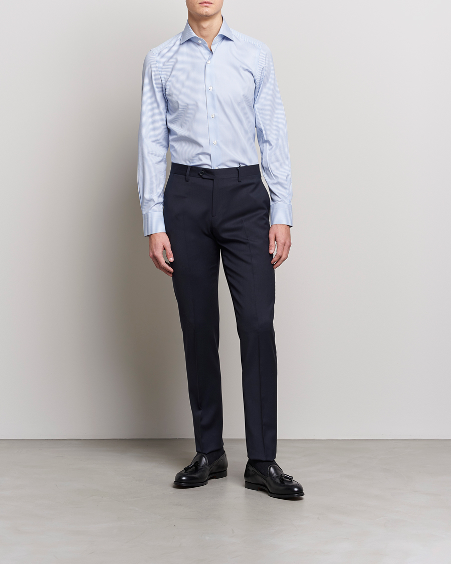 Men | Business Shirts | Finamore Napoli | Milano Slim Fit Classic Shirt Blue