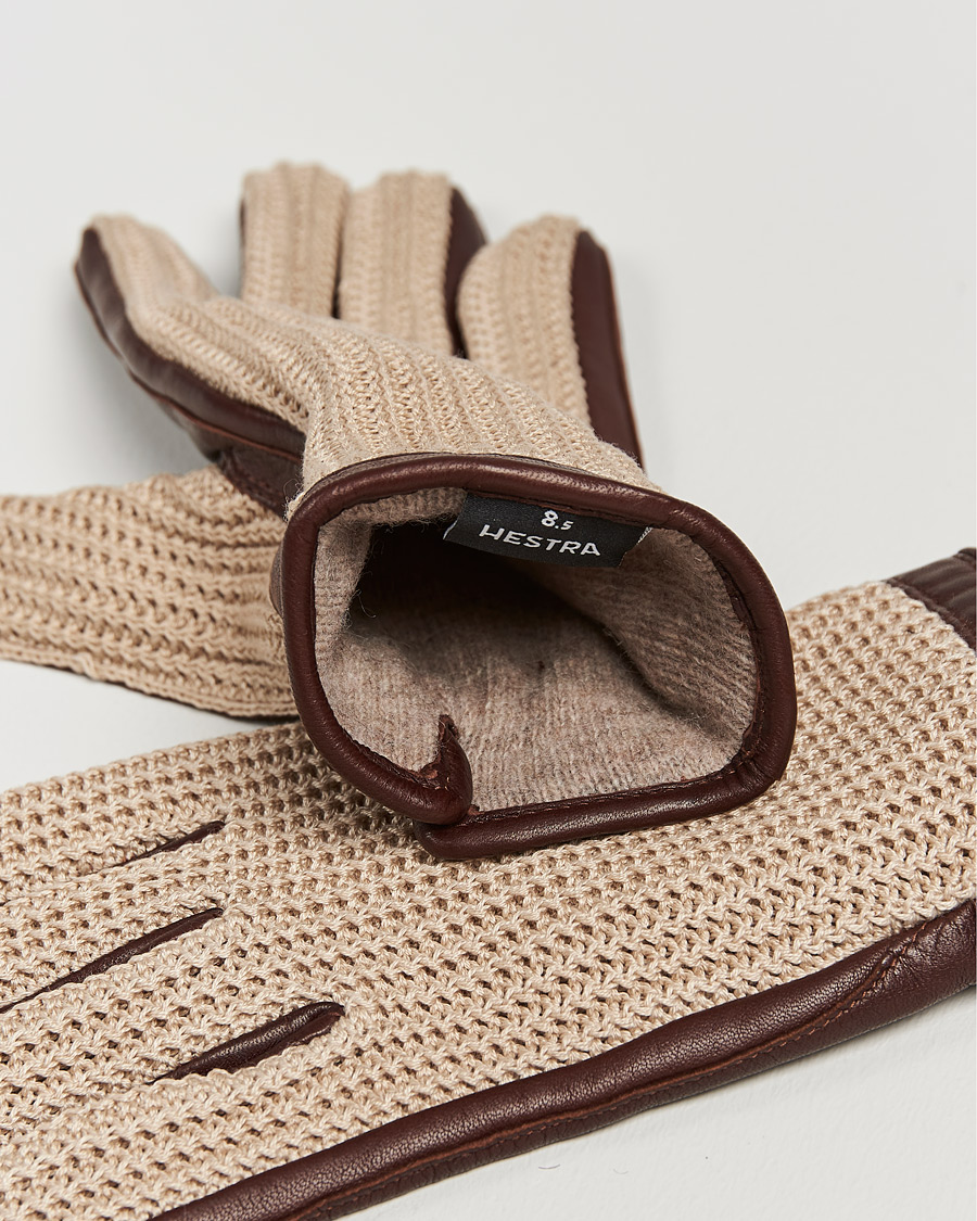 Homme | Gants | Hestra | Adam Crochet Wool Lined Glove Chestnut/Beige