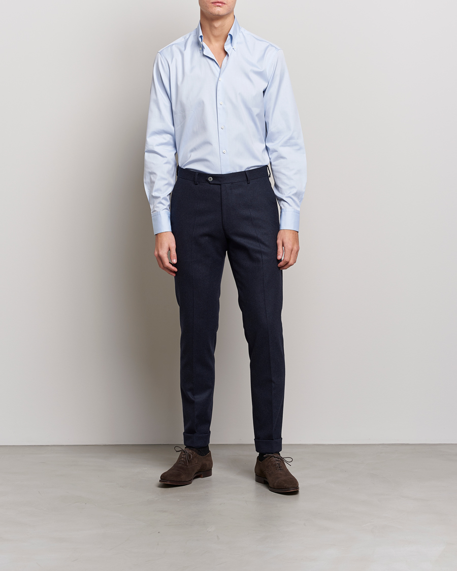 Men | Clothing | Stenströms | Fitted Body Button Down Shirt Light Blue