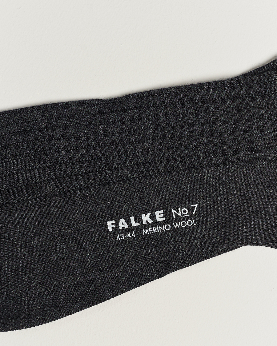 Herr |  | Falke | No. 7 Finest Merino Ribbed Socks Anthracite Melange