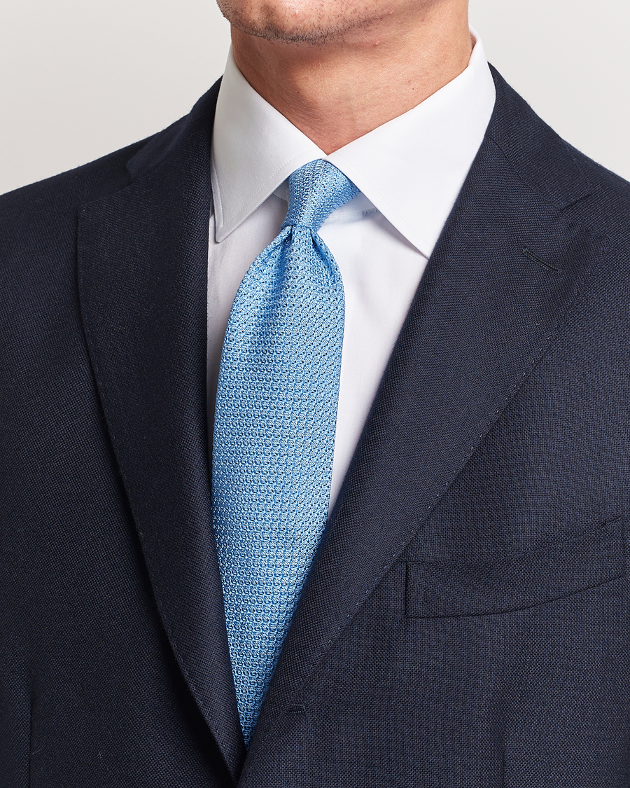 Homme | Cravates | Amanda Christensen | Silk Grenadine 8 cm Tie Sky Blue