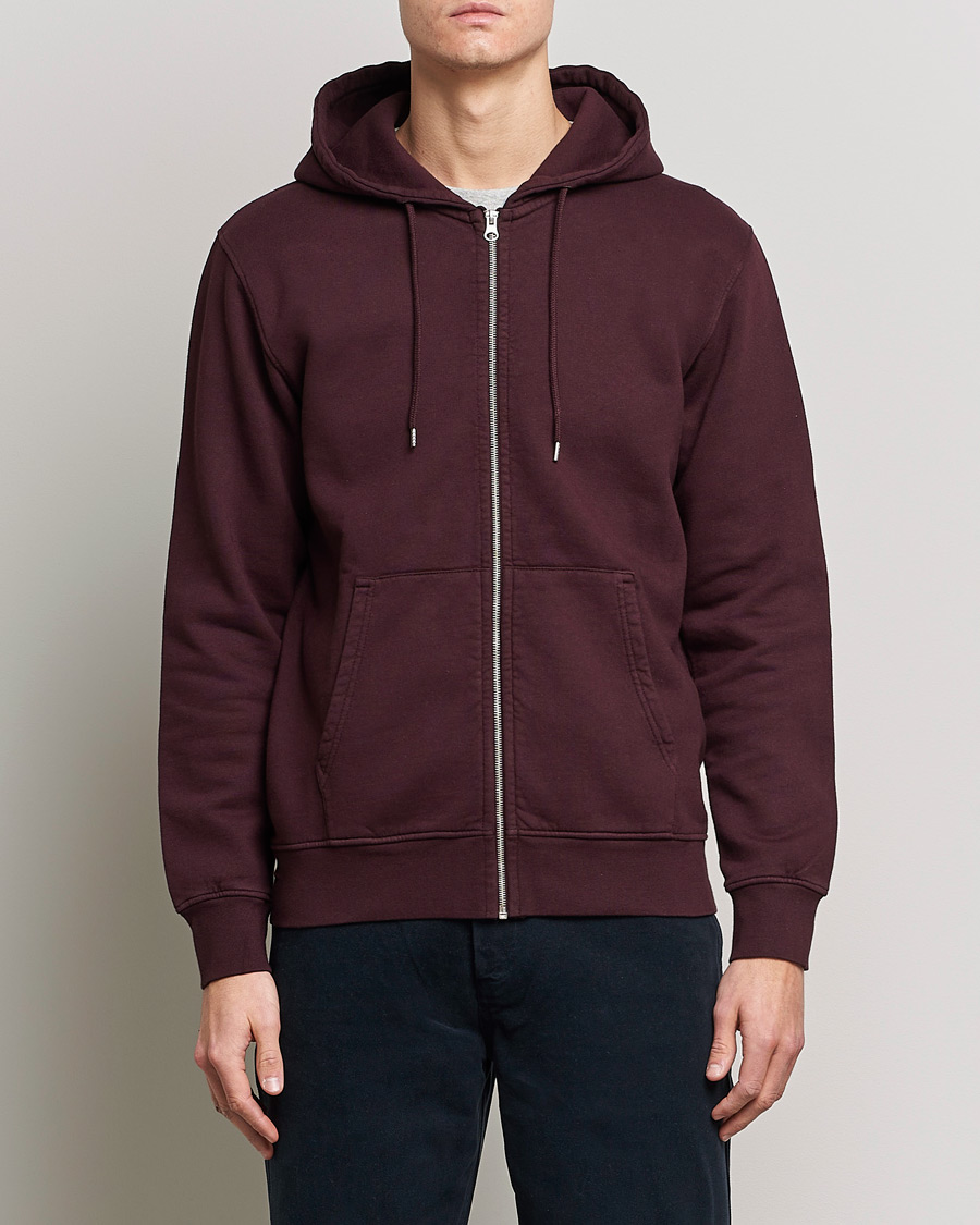 Men | Gifts | Colorful Standard | Classic Organic Full Zip Hood Oxblood Red