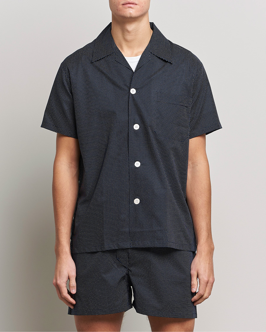 Men | Loungewear | Derek Rose | Shortie Printed Cotton Pyjama Set Navy