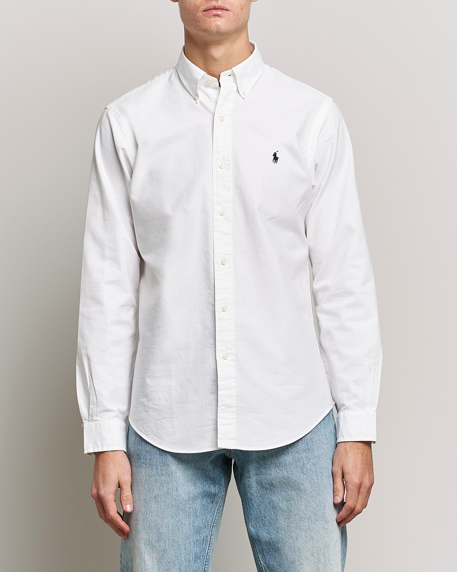 Men | Shirts | Polo Ralph Lauren | Custom Fit Garment Dyed Oxford Shirt White
