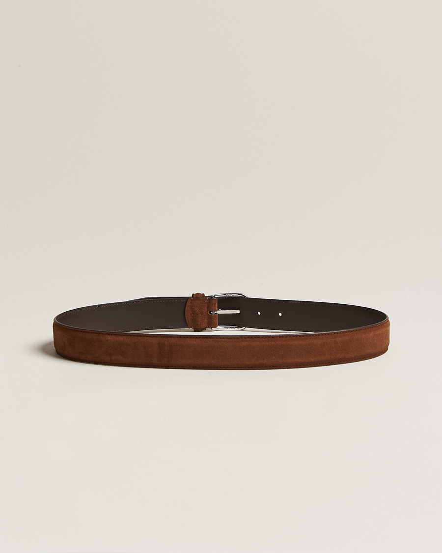 Homme | Italian Department | Anderson\'s | Suede 3,5 cm Belt Brown