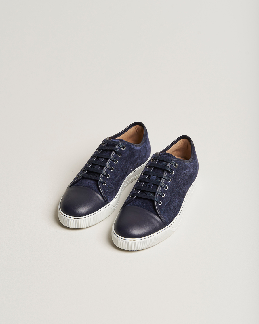 Men | Luxury Brands | Lanvin | Nappa Cap Toe Sneaker Navy