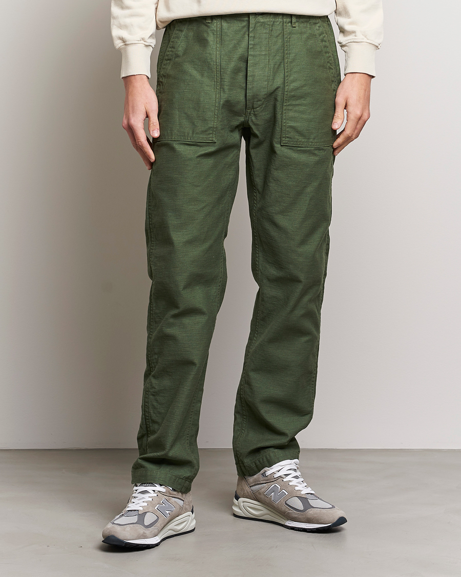 Herr | orSlow | orSlow | Slim Fit Original Sateen Fatigue Pants Green