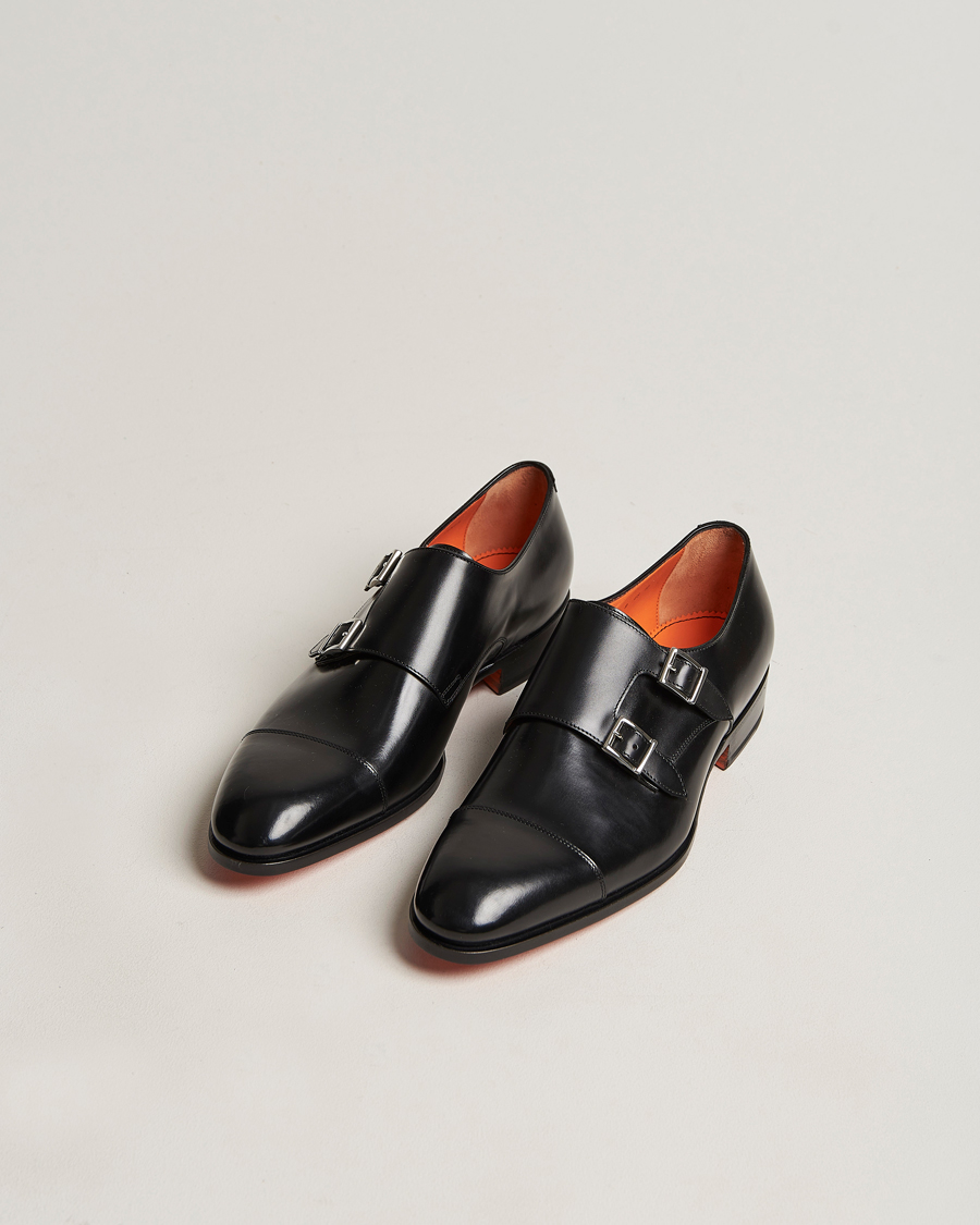 Men | Shoes | Santoni | Blake Double Monk  Black Calf