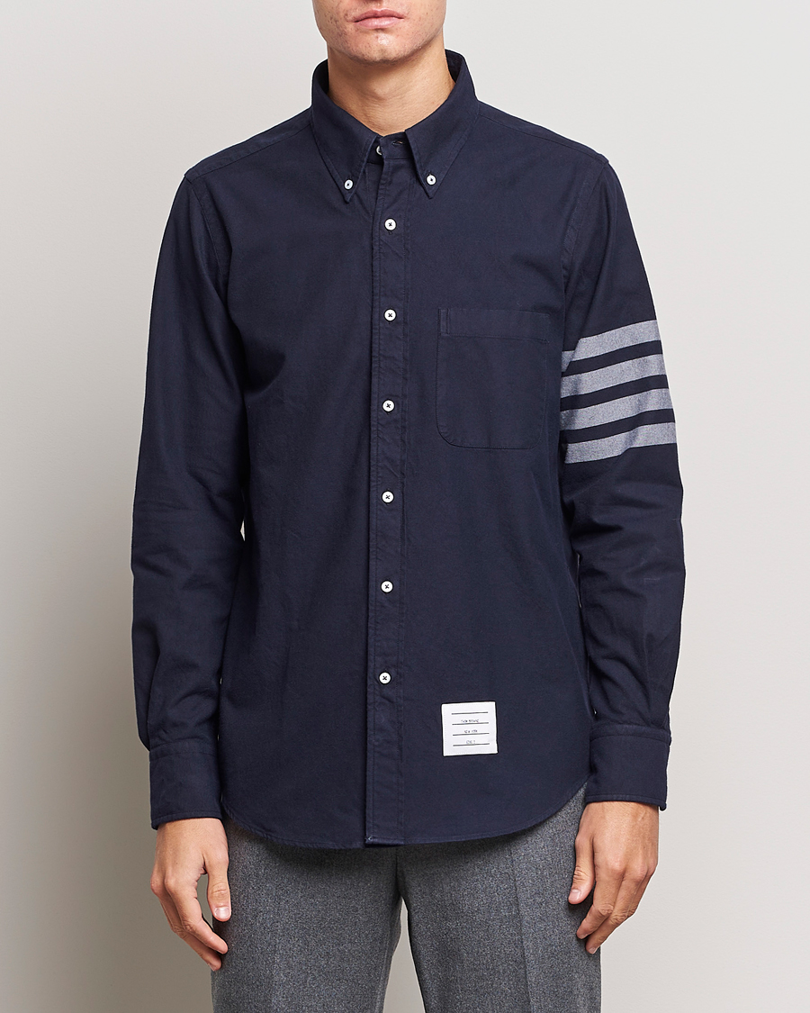 Men | Clothing | Thom Browne | 4 Bar Flannel Shirt Navy