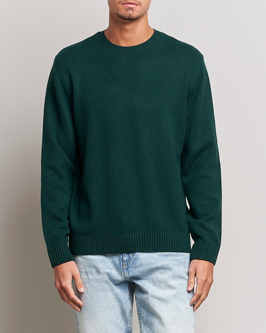 Men | Knitted Jumpers | Colorful Standard | Classic Merino Wool Crew Neck Emerald Green