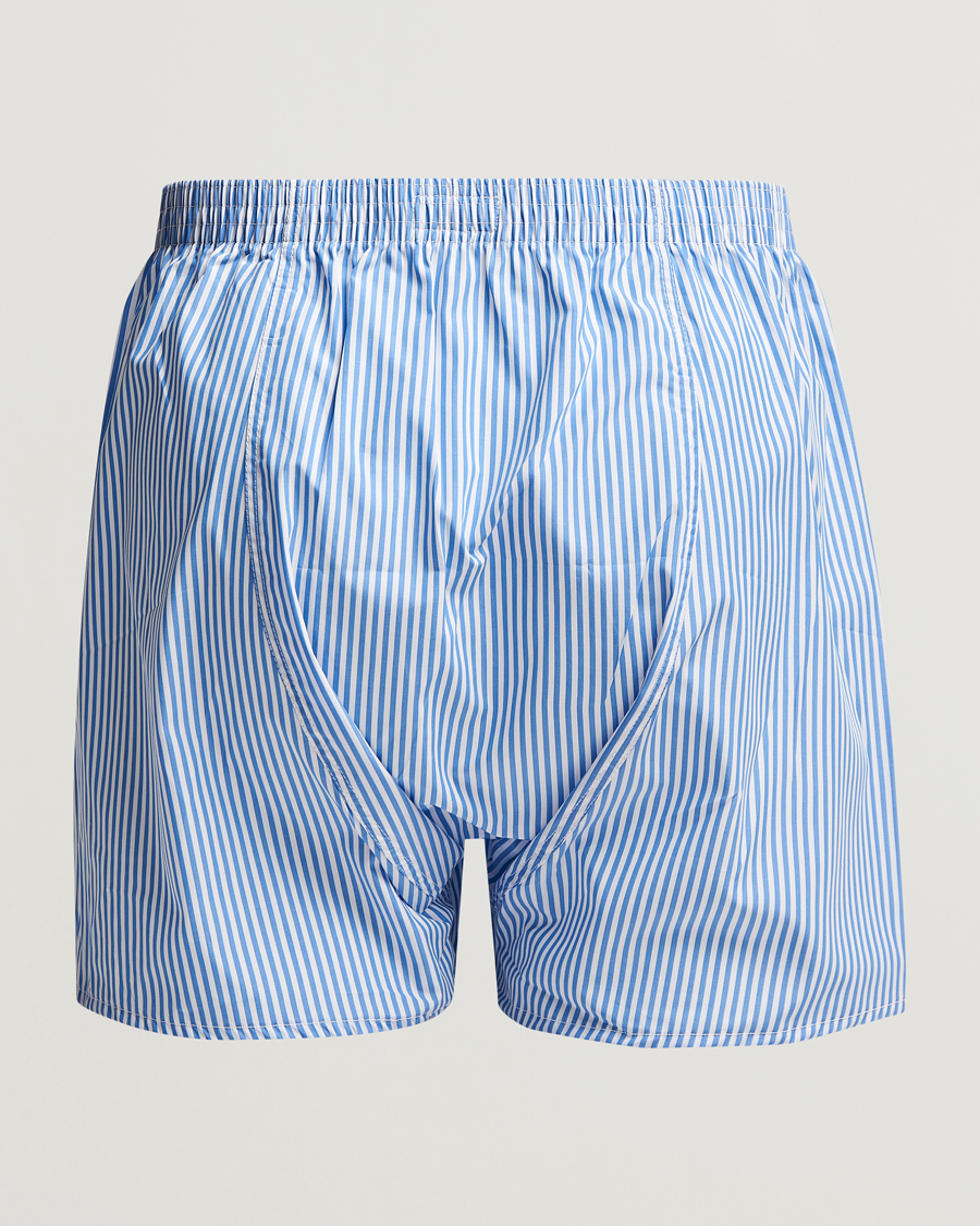 Men |  | Derek Rose | Classic Fit Cotton Boxer Shorts Blue Stripe