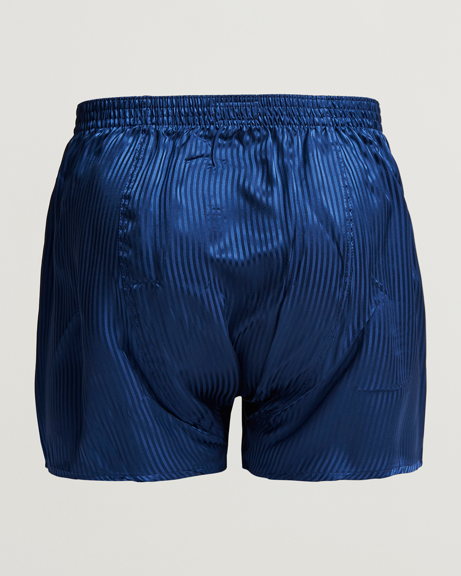 Men | Clothing | Derek Rose | Classic Fit Silk Boxer Shorts Navy