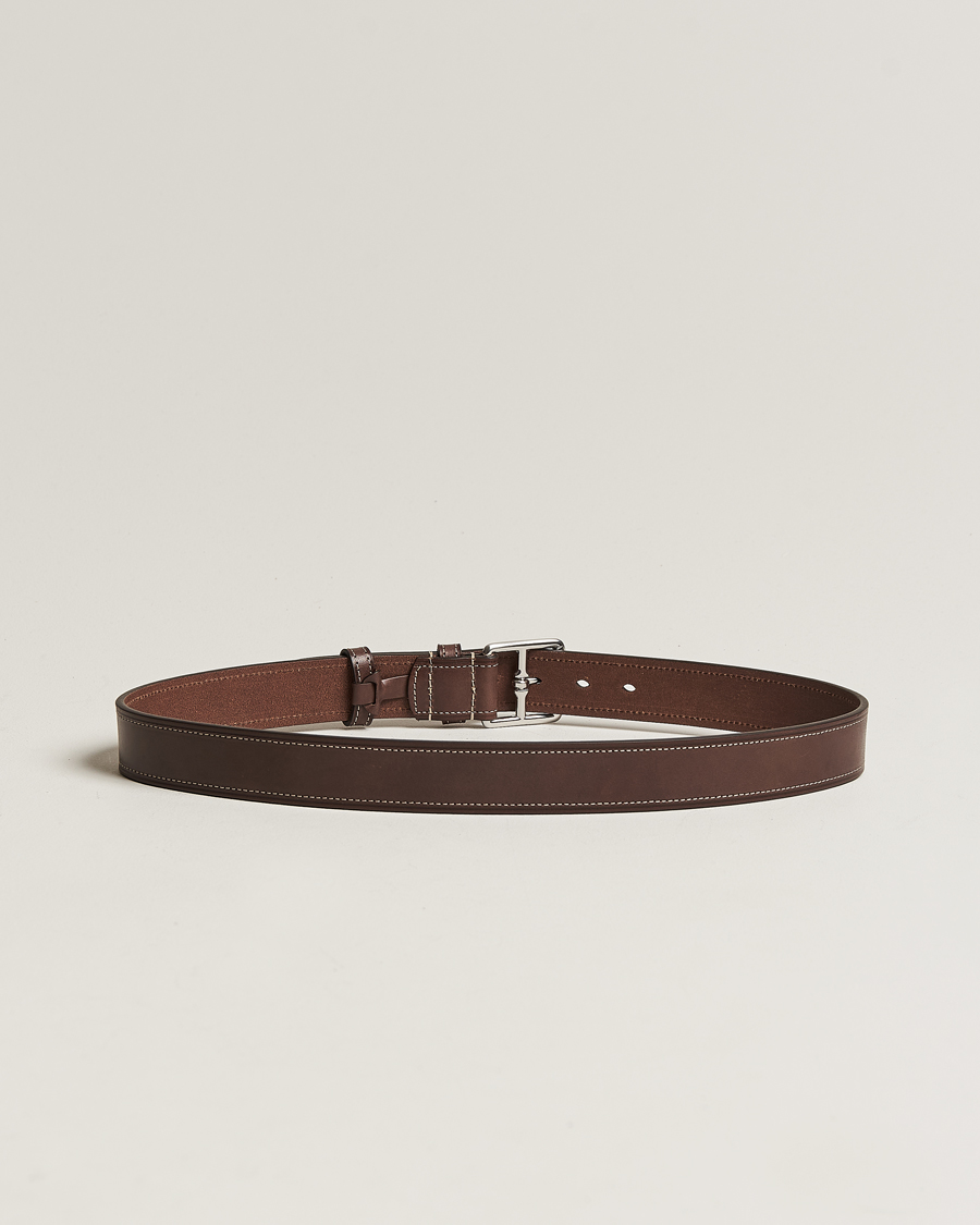 Men |  | Anderson\'s | Bridle Stiched 3,5 cm Leather Belt Brown