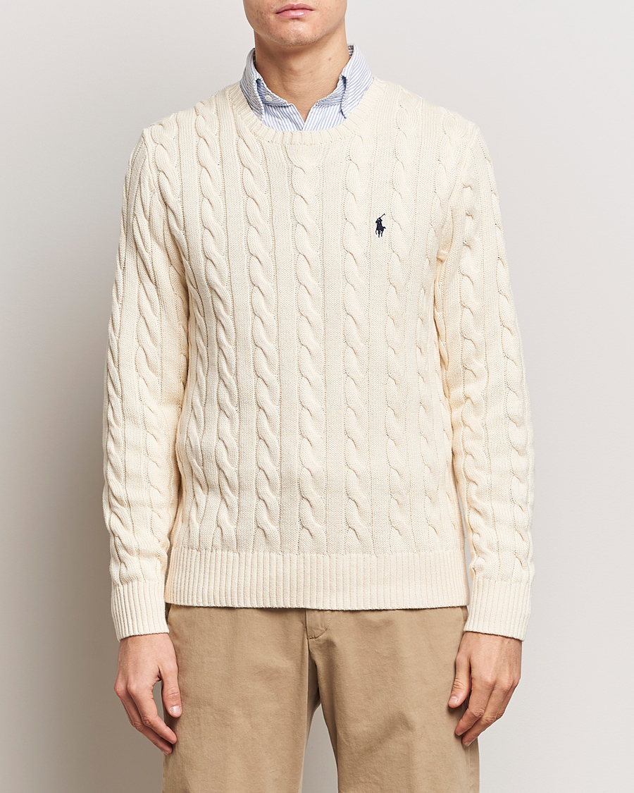 Men | Clothing | Polo Ralph Lauren | Cotton Cable Pullover Andover Cream