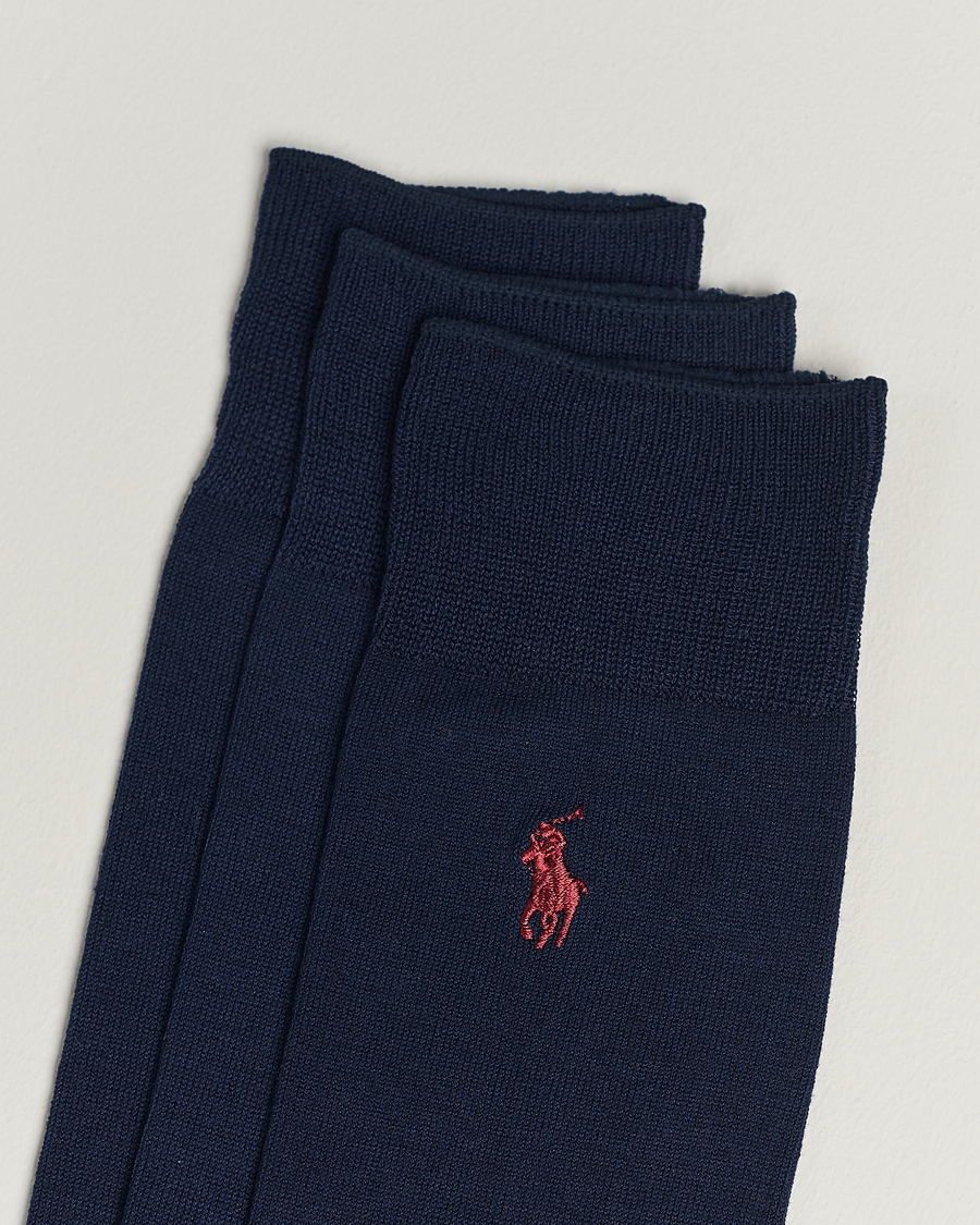 Men | Underwear & Socks | Polo Ralph Lauren | 3-Pack Mercerized Cotton Socks Navy