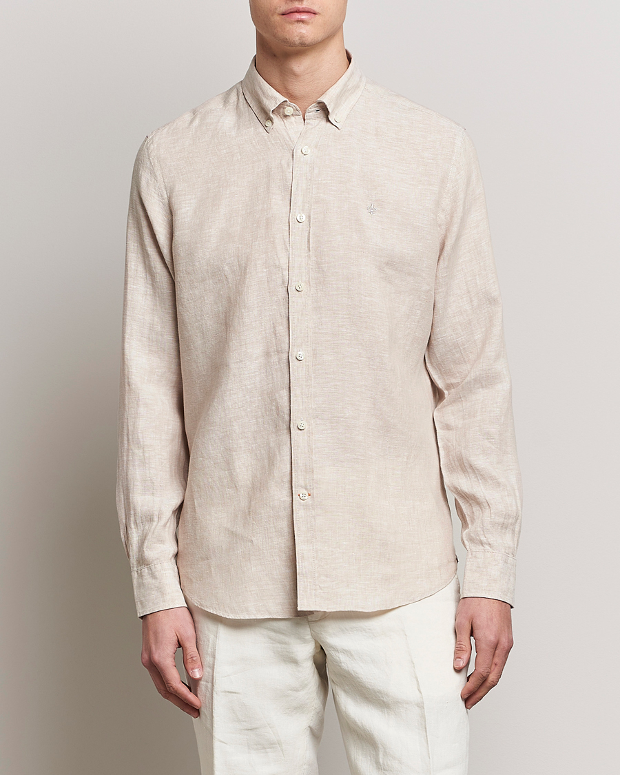 Herr | Skjortor | Morris | Douglas Linen Button Down Shirt Khaki