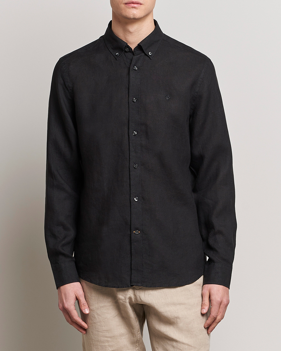 Herr | Kläder | Morris | Douglas Linen Button Down Shirt Black