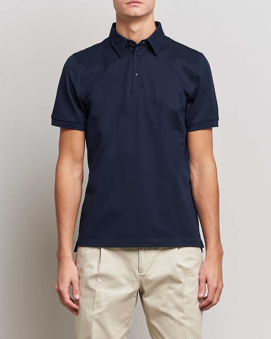 Men | Clothing | Stenströms | Cotton Polo Shirt Navy