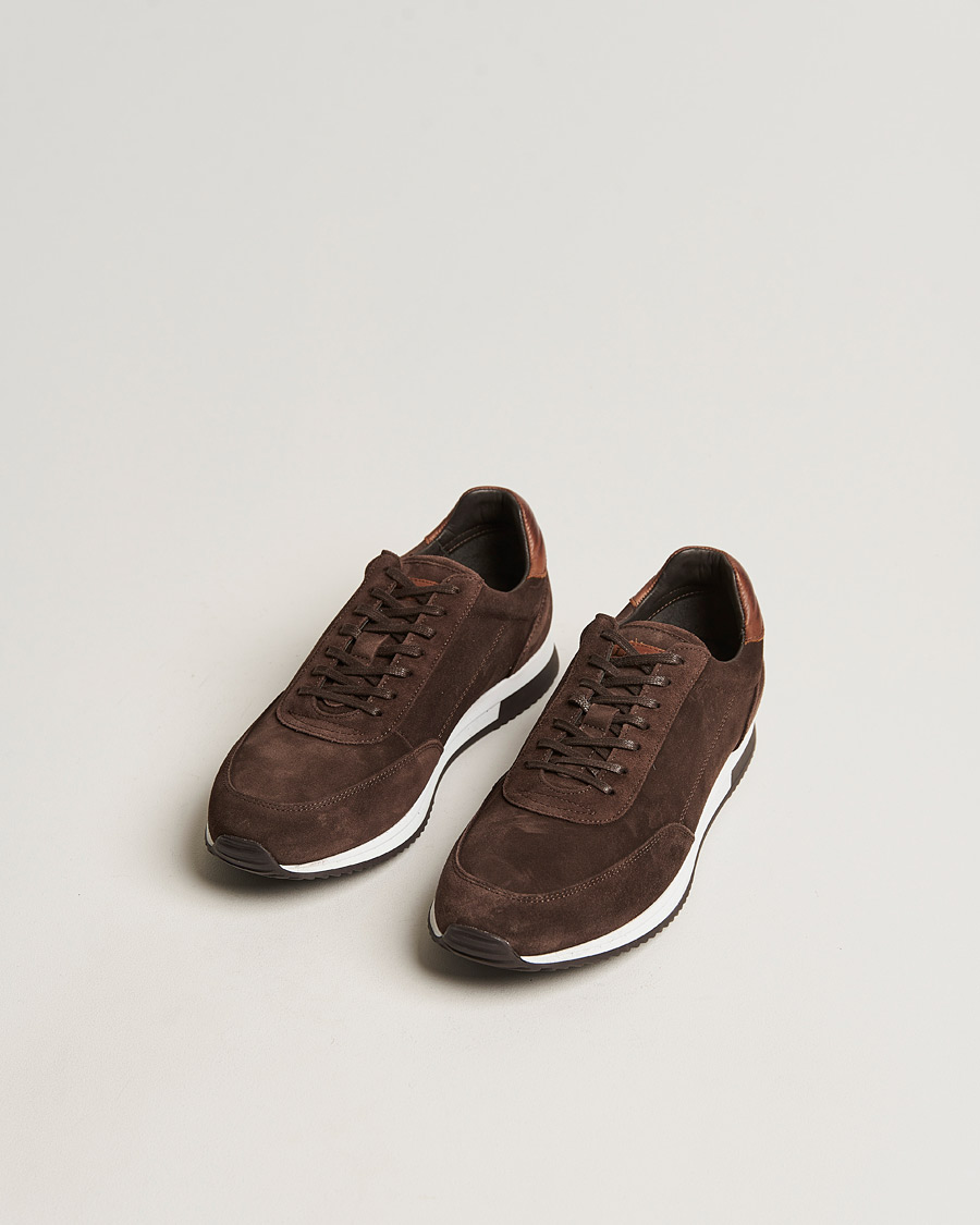 Men | Running Sneakers | Design Loake | Loake 1880 Bannister Running Sneaker Dark Brown Suede