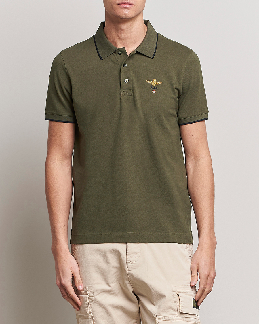 Herr | Kläder | Aeronautica Militare | Garment Dyed Cotton Polo Green