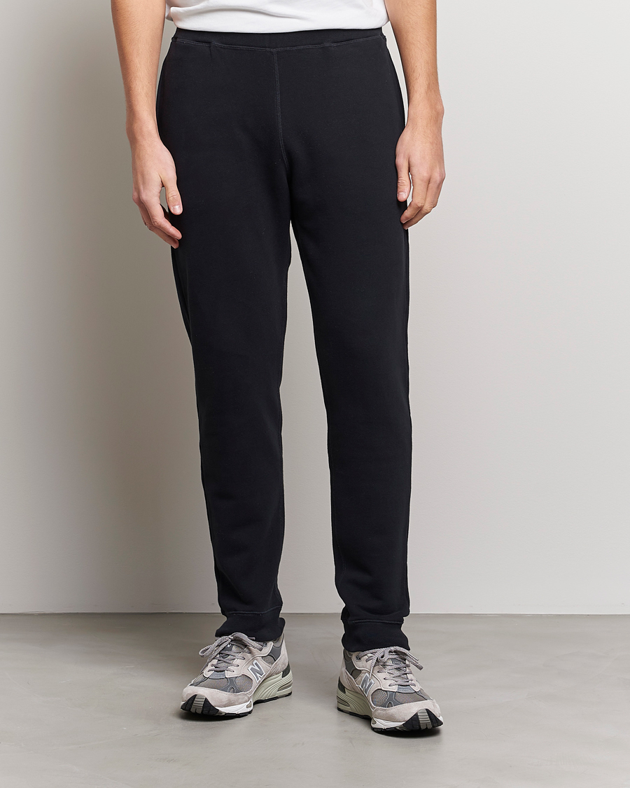 Men | Sweatpants | Sunspel | Cotton Loopback Track Pants Black