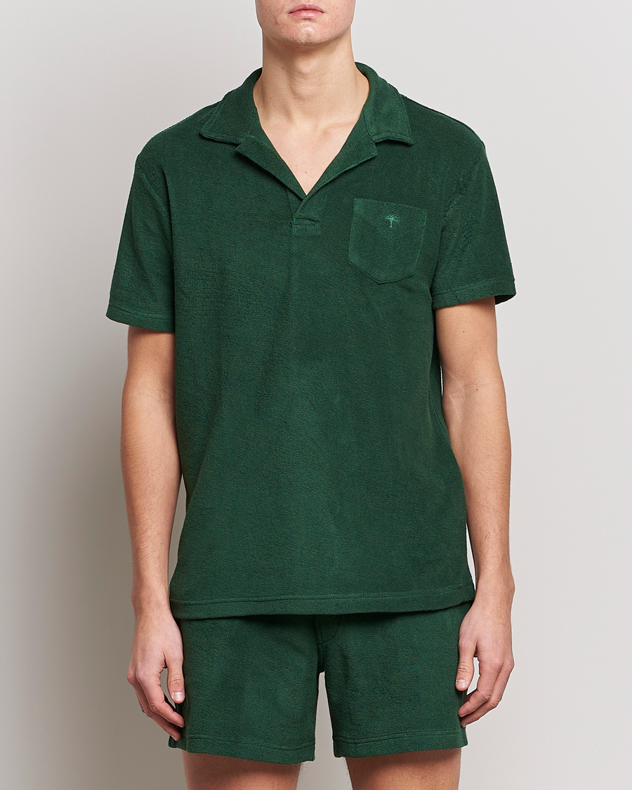 Herr | Kläder | OAS | Short Sleeve Terry Polo Dark Green