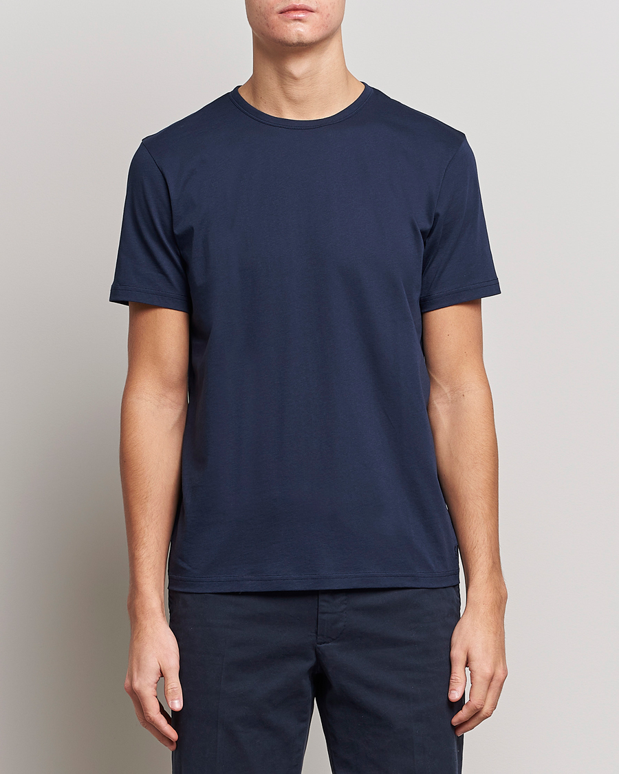 Herr | Kortärmade t-shirts | Stenströms | Solid Cotton T-Shirt Navy