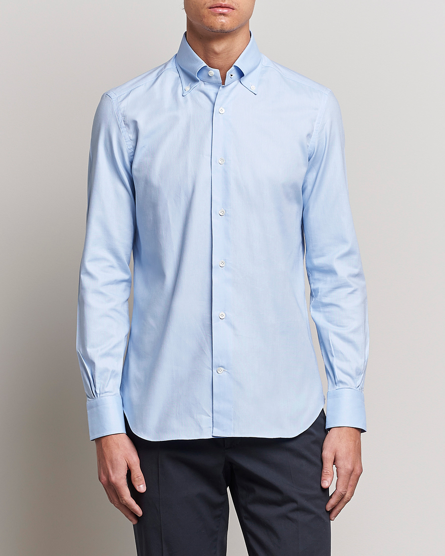 Men | Formal Wear | Mazzarelli | Soft Oxford Button Down Shirt Light Blue