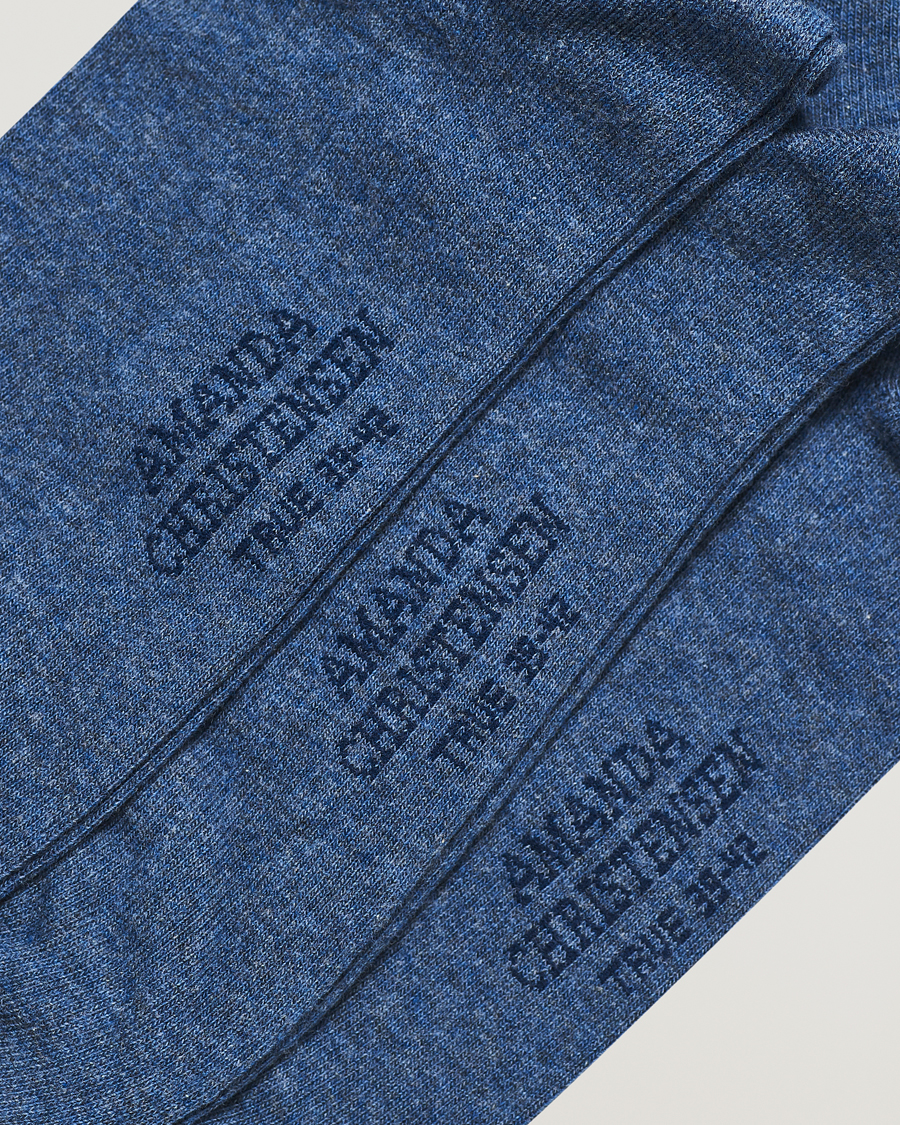 Men | Clothing | Amanda Christensen | 3-Pack True Cotton Socks Denim Blue
