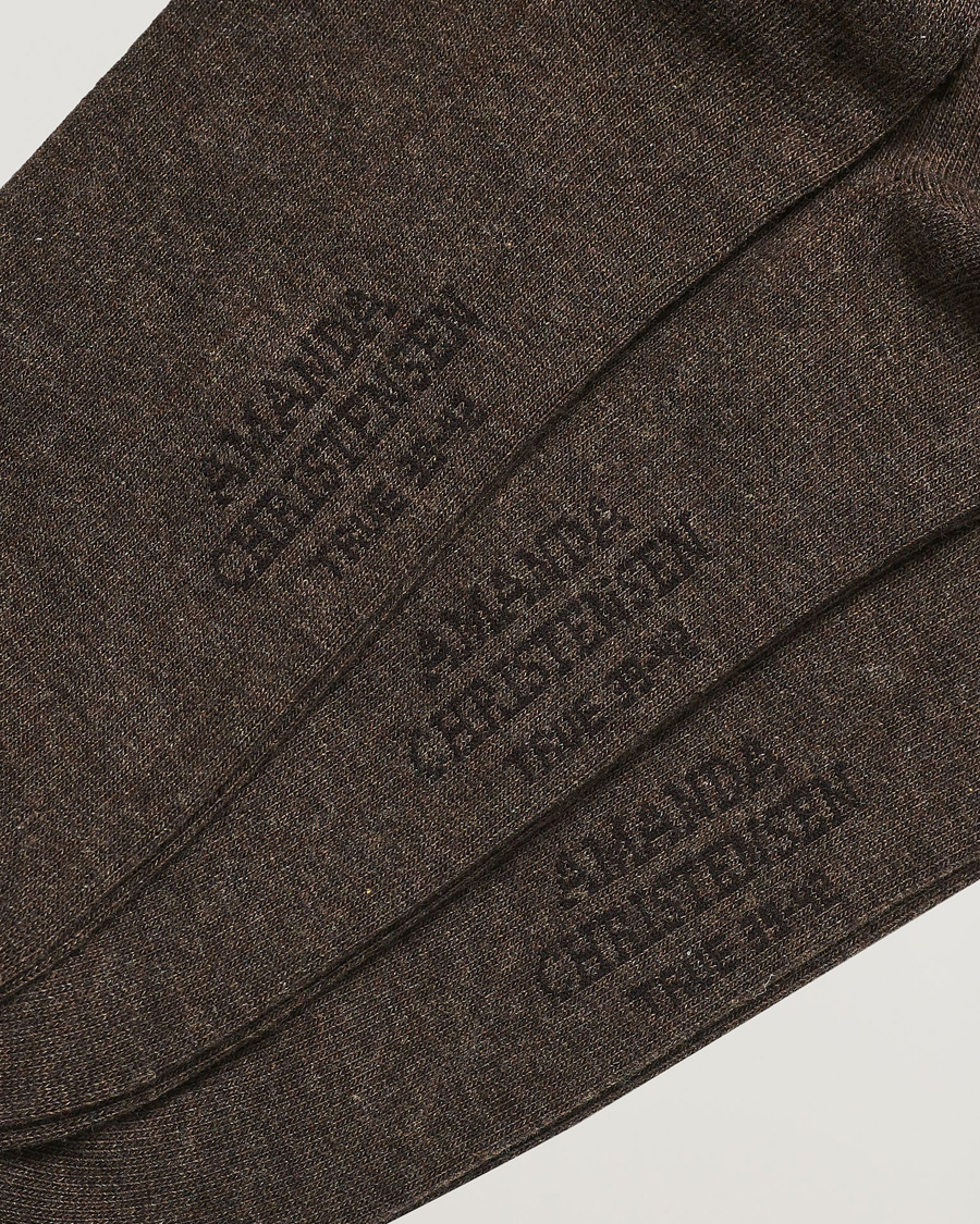 Men | Clothing | Amanda Christensen | 3-Pack True Cotton Socks Brown Melange