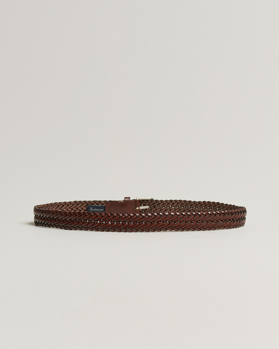 Homme | Ceintures | Anderson\'s | Woven Leather Belt 3 cm Cognac