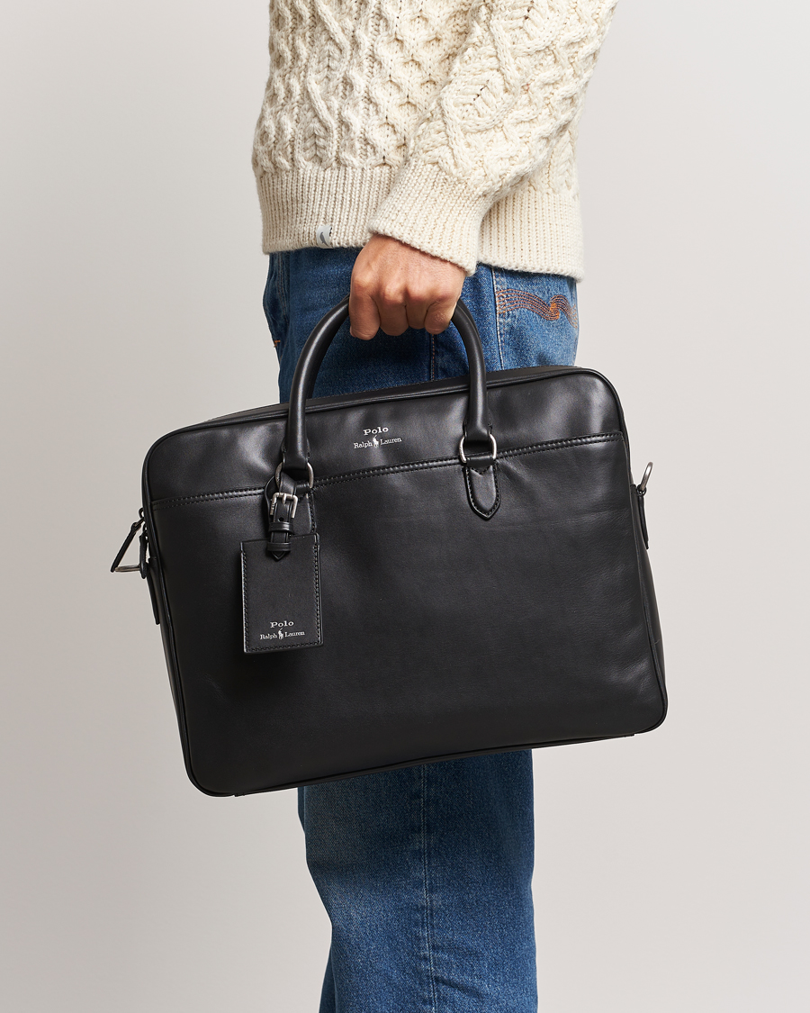 Men | Accessories | Polo Ralph Lauren | Leather Commuter Bag Black