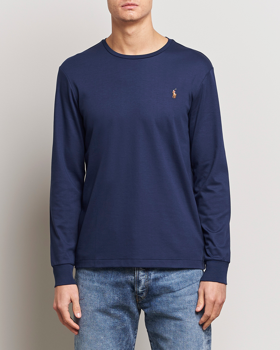 Men | T-Shirts | Polo Ralph Lauren | Luxury Pima Cotton Long Sleeve T-Shirt Refined Navy