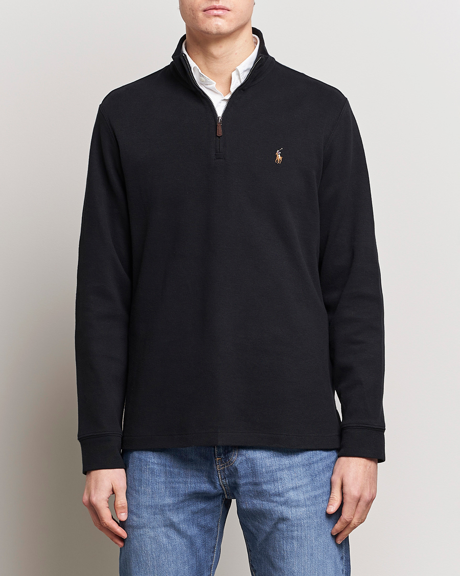 Men | Sweaters & Knitwear | Polo Ralph Lauren | Double Knit Jaquard Half Zip Sweater Black