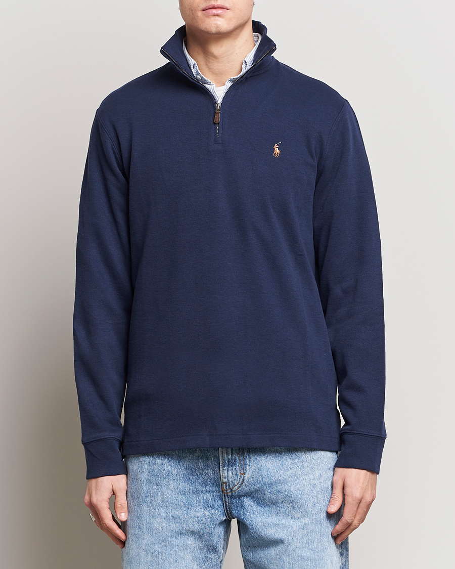 Homme | Preppy Authentic | Polo Ralph Lauren | Double Knit Jaquard Half Zip Sweater Cruise Navy