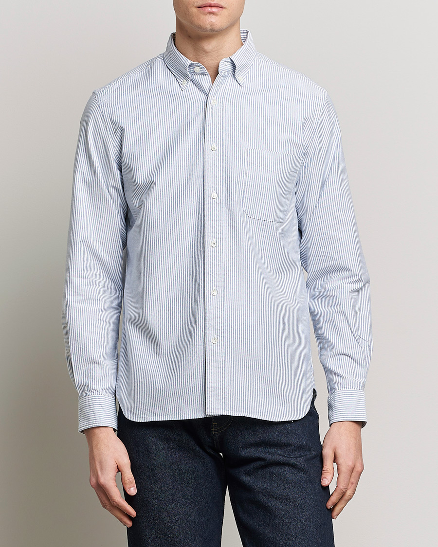 Men | Clothing | BEAMS PLUS | Oxford Button Down Shirt Blue Stripe