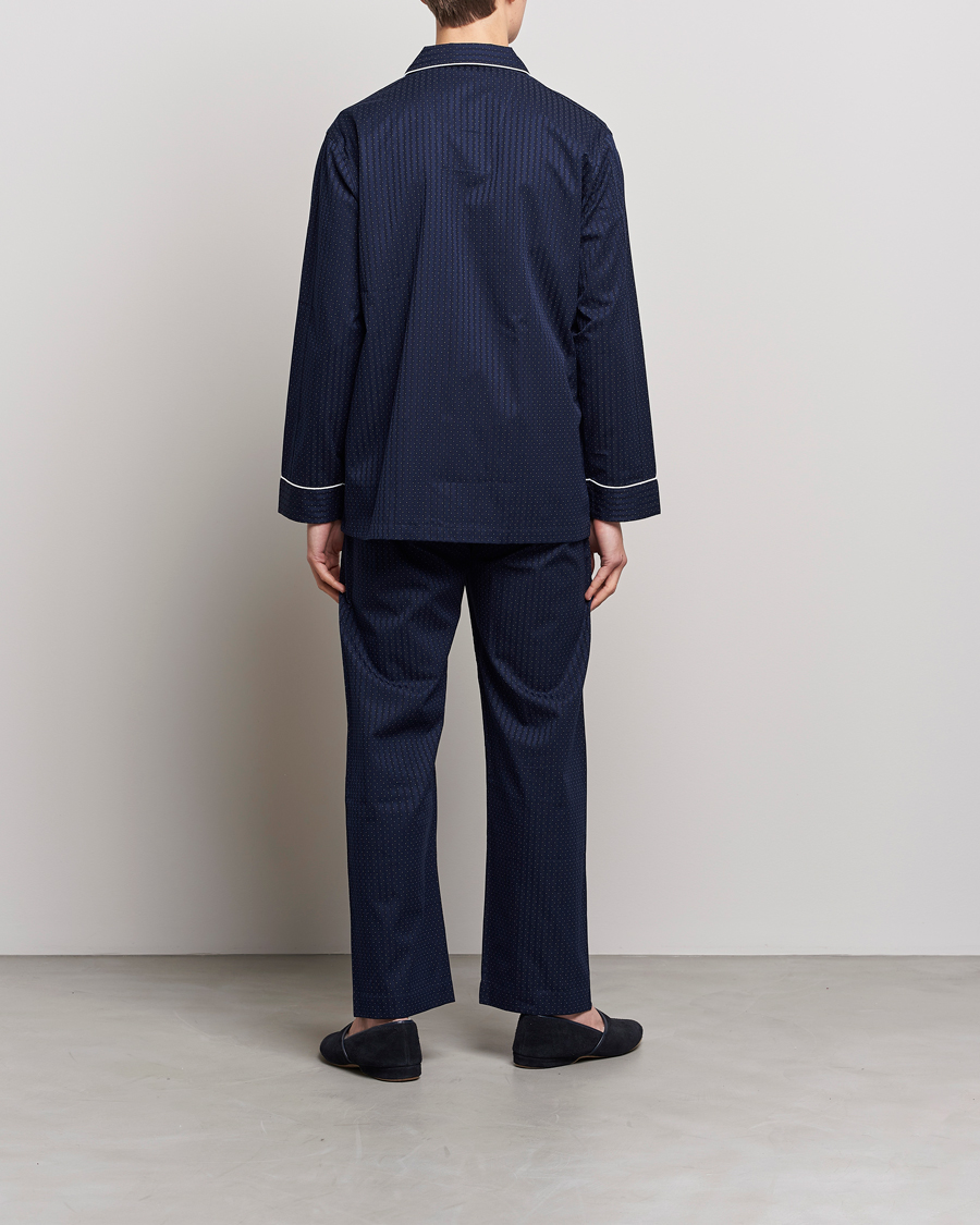Men | Loungewear | Derek Rose | Royal Piped Cotton Pyjama Set Navy