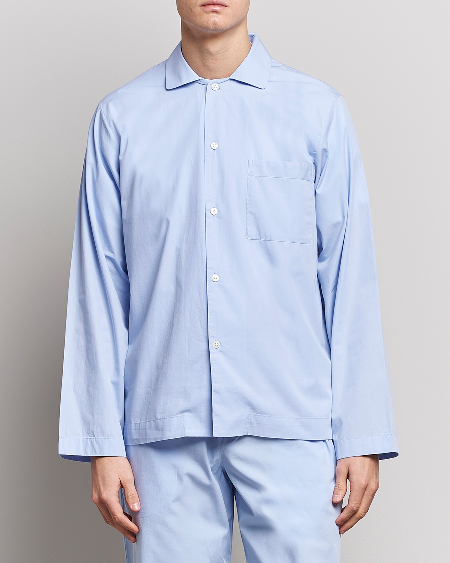 Men | Pyjama Tops | Tekla | Poplin Pyjama Shirt Light Blue