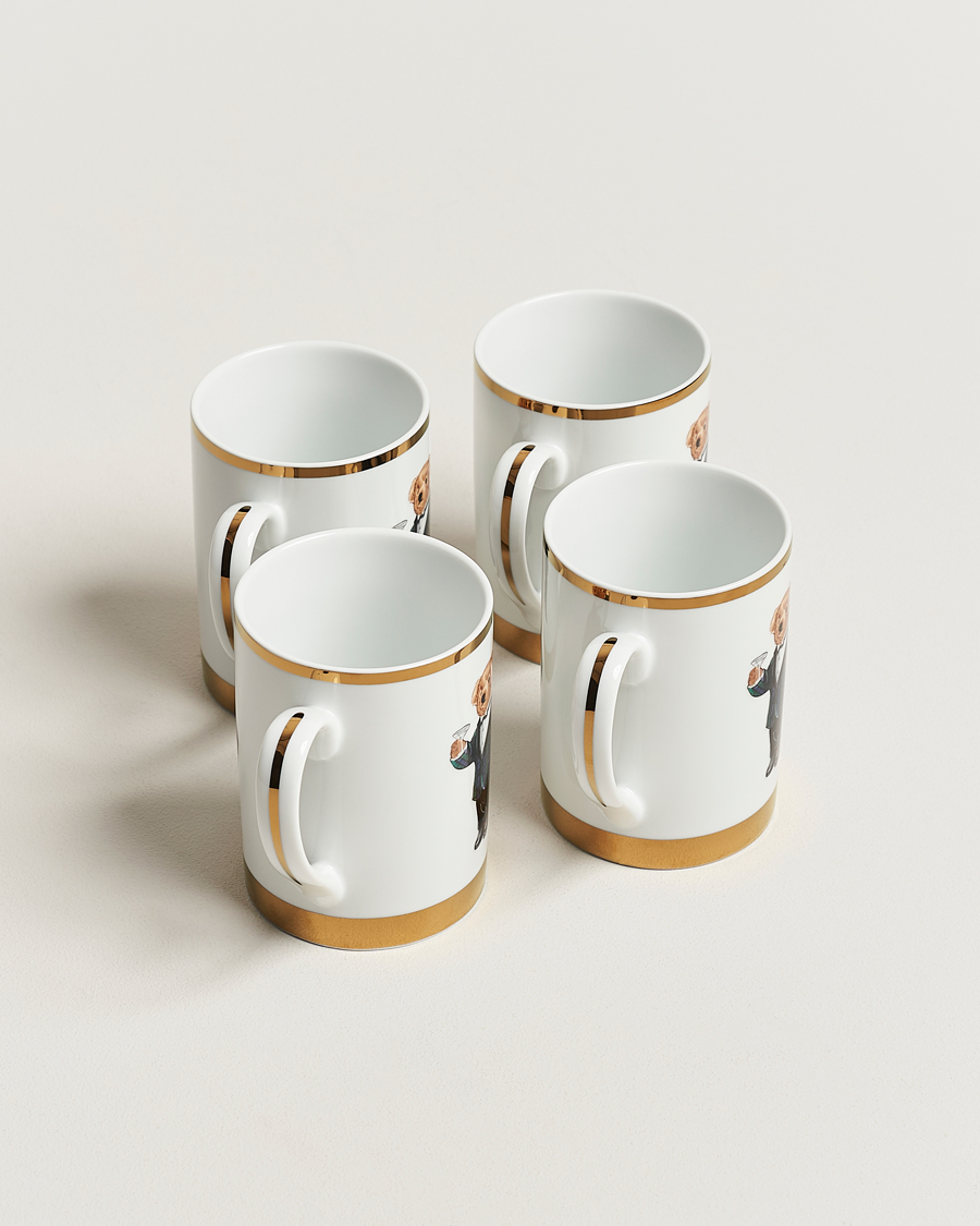 Men | Gifts | Ralph Lauren Home | Thompson Bear Porcelain Mug Set 4pcs White/Gold