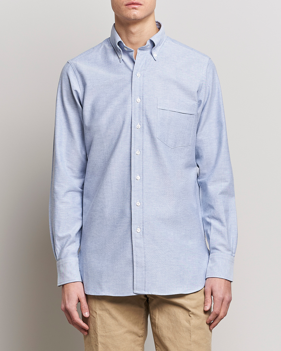 Herr | Oxfordskjortor | Drake's | Button Down Oxford Shirt Blue
